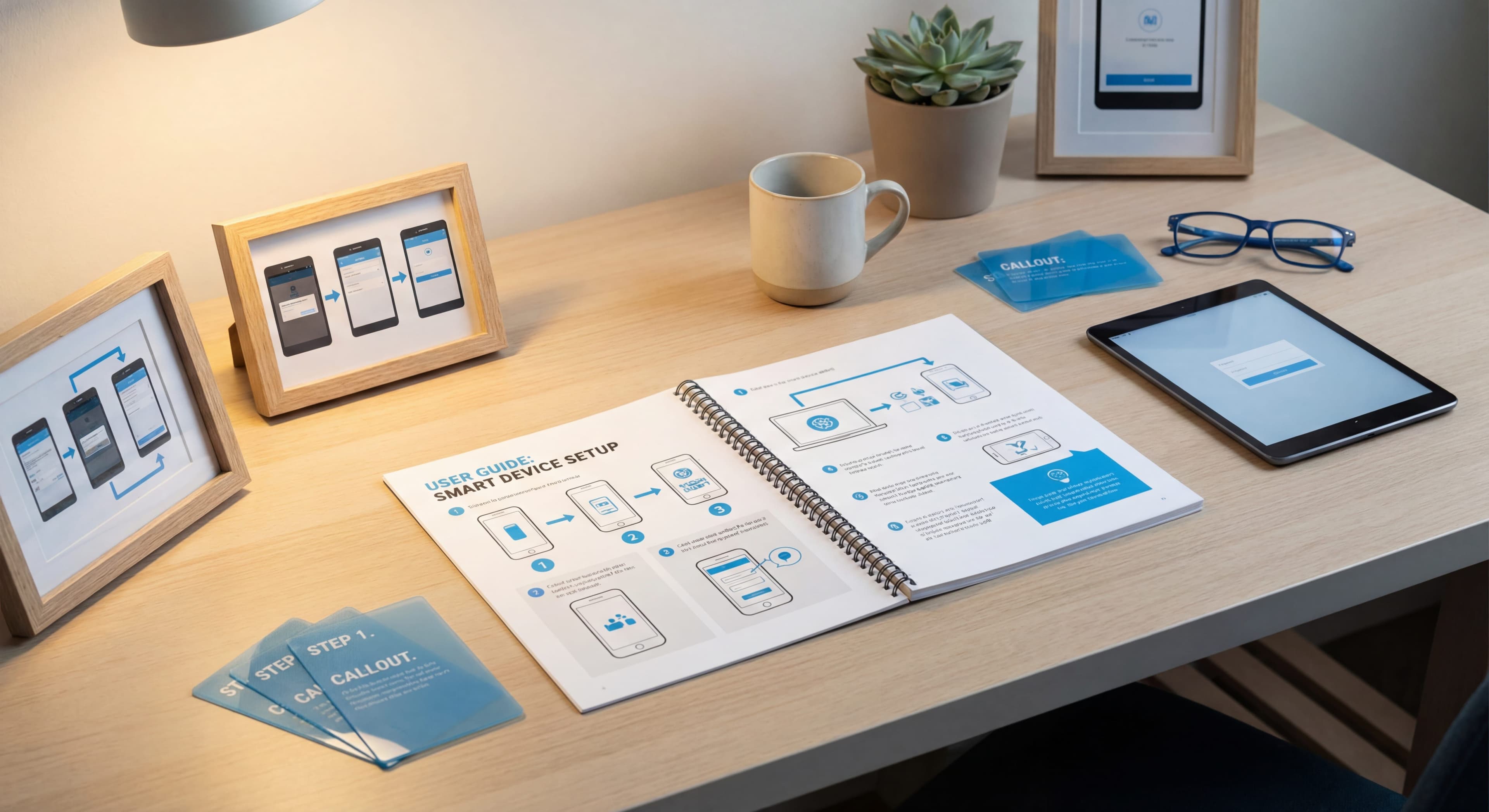 Instruction manual template with step-by-step guides and visual screenshots for clear documentation