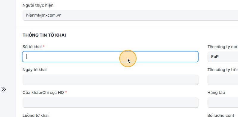 Step #6: Nhập số tờ khai và các thông tin liên quan