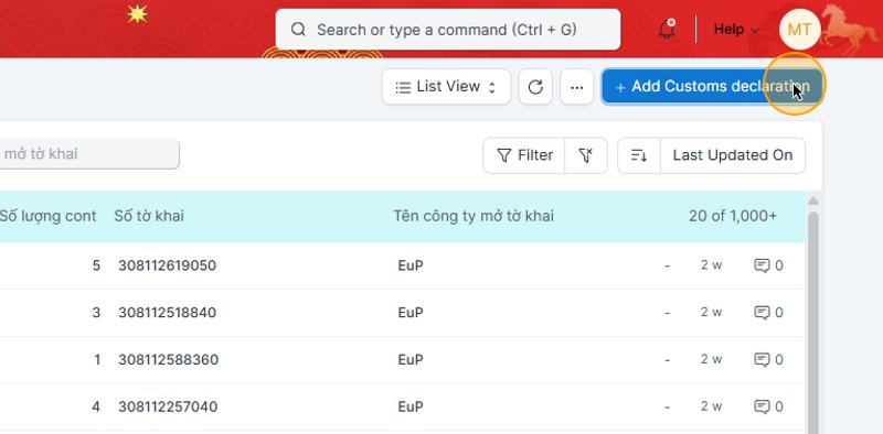Step #3: Bấm "+ Add Customs declaration"