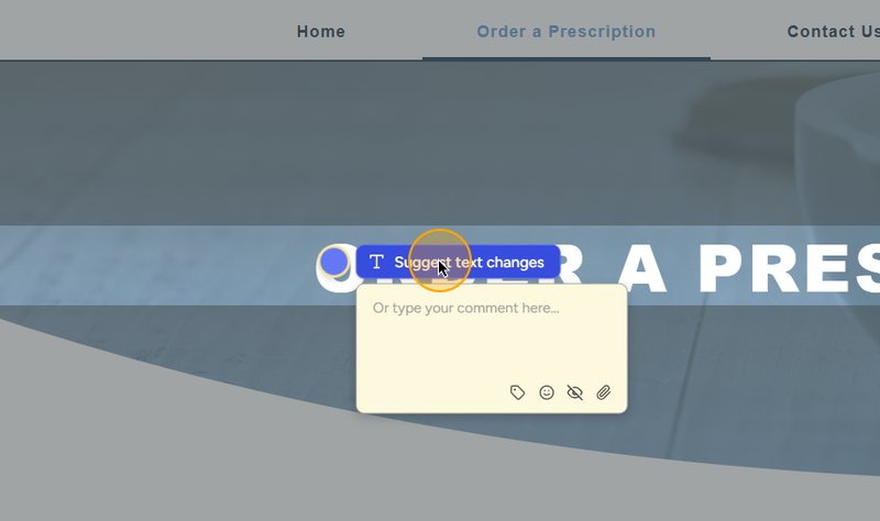 Step #9: Click Suggest text changes from the comment box options.